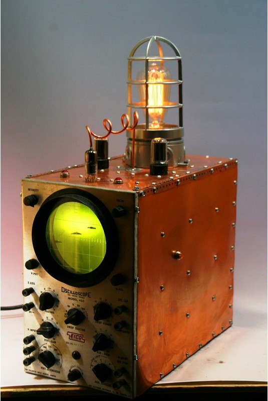 Image for: Copper Steampunk Machine Age Submarine Sonar Oscilloscope Desk or Table Lamp