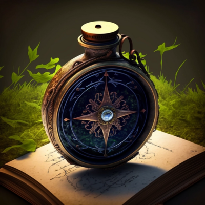 Image for: Gin bottle and compass for airship explorers 