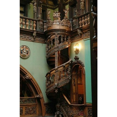 Image for: Wood carved spiral staircase, Peles Castle, Romania