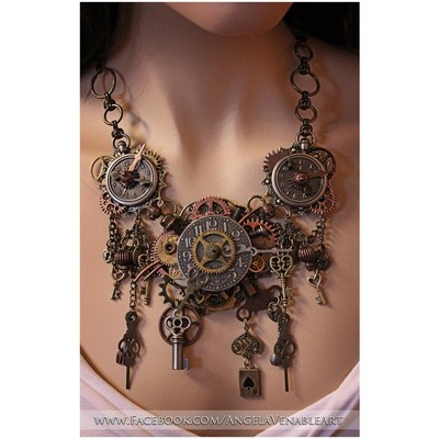 Image for: Steampunk Necklace - Steampunk Jewelry - Clock Necklace - Found Objects Jewelry