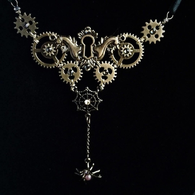Image for: Spider clockwork necklace