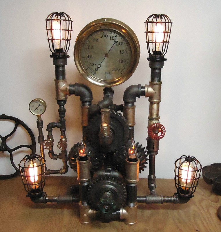 Image for: Steampunk Lamp Light Industrial Art